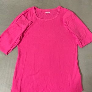 Loose Long-sleeve comfortable hot pink shirt